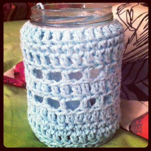Jar recycling project, crochet